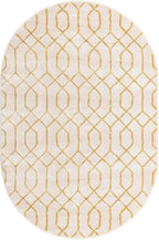 Unique Loom Glam Collection Area Rug - Trellis (5' 3" x 8' Oval, White Gold/ Gold)