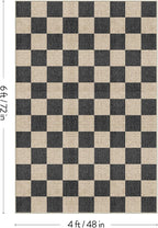 LIVEBOX 4x6 Washable Area Rug Checkered, Non-Slip Small Entryway Rug Black Farmhouse Neutral Classic Geometric Boys Rug for Bedroom Living Room Low-Pile Carpet for Indoor Kitchen Bathroom(Black 4'x6')