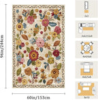 5x8 Machine Washable Area Rug for Living Room, Beige Vintage Boho Floral Rug Large Non-Slip Low Pile Soft Faux Wool Carpet, Kids and Pets Friendly for Bedroom Dining Room Farmhouse Home Decor Rug