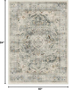 RUGGABLE Washable Vintage Area Rug – Sarrah Sage 5x7, Stain-Resistant, Non-Slip – Medium Machine Washable Rugs for Living Room, Bedroom, Hallway, Entryway & Office–with Standard Pad