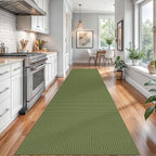 Braided Runner Rug 3x16 Ft Washable Runners for Hallways Non Slip Rubber Backed Kitchen Runners Cotton Long Entryway Runner Indoor, Woven Carpet for Hall Stair Entryway, Green