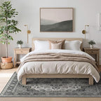 Bavni Vintage 5x7 Area Rugs, Boho Oriental Living Room Rug, Machine Washable Rug Non Slip, Distressed Print Indoor Large Black Rugs, Low Pile Ultra-Thin Soft Carpet for Bedroom, Dining Room, Farmhouse