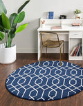 Unique Loom Marilyn Monroe Glam Collection Area Rug - Trellis (3' 3" Round, Navy Blue Silver/ Silver)