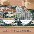 RUGSURE Washable Area Rugs - Perfect for Living Room, Bedroom, Kids Room, Nursery - Stain & Water Resistant Non-Slip, Pet & Child Friendly, Vintage Tribal Area Rugs (Green, 8' x 10')