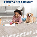 GarveeHome 10x13 Area Rug Large Living Room Scalloped Rug Non Slip Low Pile Bedroom Throw Carpet Soft Modern Bordered Dining Room Rug Stain Resistant Boho Carpet for Home Office, Fog