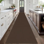 IOHOUZE Washable Exrea Long Hallway Runner Rug 3x20 Non Slip Rubber Backed Kitchen Runner Entryway Runner Indoor, Woven Rugs Floor Carpet for Kitchen Hall Entryway Stair, Brown