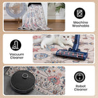 Area Rug for Living Room, 9x12 Washable Non Slip Large Faux Wool Throw Rug, 0.3″ Low Pile & Non-Shedding Boho Large Carpet Rugs for for Dining Room, Bedroom, Office (Beige)