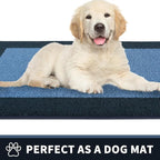 PURRUGS Dirt Trapping Door Mat 24" x 36", Non-Slip/Skid Machine Washable Entryway Rug, Shoes Scraper, Throw Rug, Super Absorbent Area Rug for Muddy Wet Shoes and Paws, Light Blue & Navy