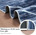LIVEBOX Machine Washable Modern Abstract 6x9 Area Rug, Non Slip Large Bedroom Living Room Nursery Girl Rug Minimalist Wave Striped Neutral Boys Rug, Carpet for Dining Room Playroom(Navy Blue,6'x9')