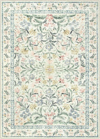Wonnitar Boho Floral Washable Rugs 5x7, Soft Area Rugs for Bedroom, Ultra-Thin Non Slip Beige Area Carpets, Flower Print Decor Carpet for Living Room Nursery Dining Room Office