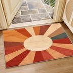 70s Rugs for Living Room - 8x10 Area Rugs, Retro Sun Living Room Rug, Mid Century Sun Rug for Bedroom, Red and Orange Washable Carpet, Boho Retro 70s Home Decor & Gifts