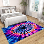 Tie Dye Rugs for Bedroom -Mandala Hippie Rug, 6x8 ft, Colorful Psychedelic Washable Rugs for Living Room, Blue and Pink Abstract Area Rug for Bedroom, Multicolor Tie Dye Home Decor & Gifts