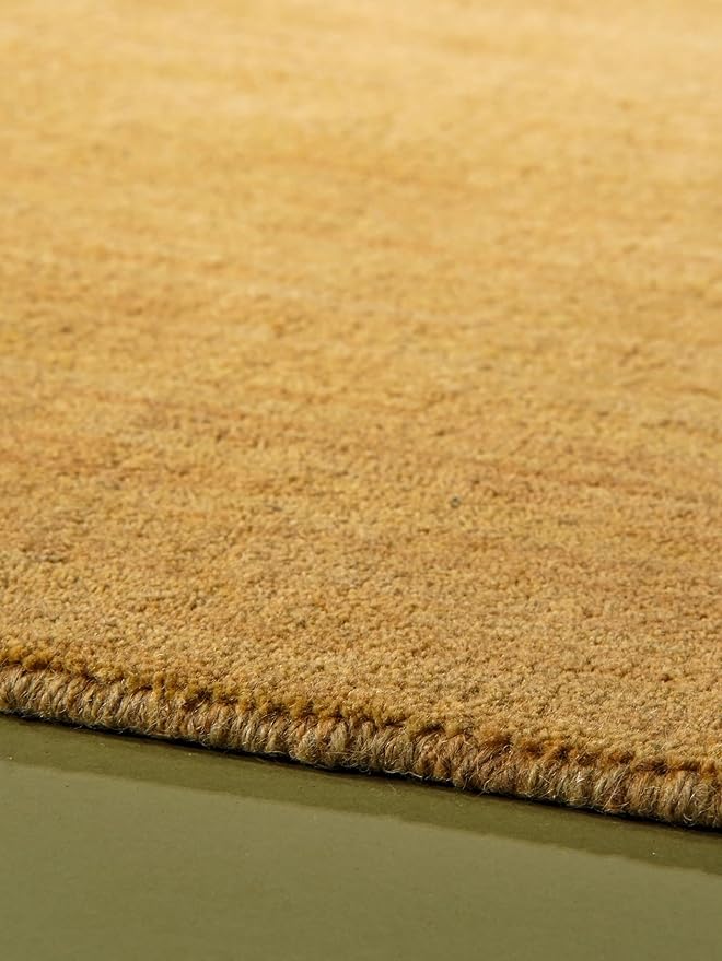 Rugsotic Carpets Hand Knotted Gabbeh Wool 6'x9' Area Rug Solid Gold L00111