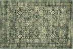 Morebes Vintage Living Room Rugs 6x9,Washable Green Area Rug Non Slip,Distressed Soft Floral Dorm Rug Boho Mat,Large Indoor Accent Floor Carpet for Nursery Kitchen Coffee Table Dining