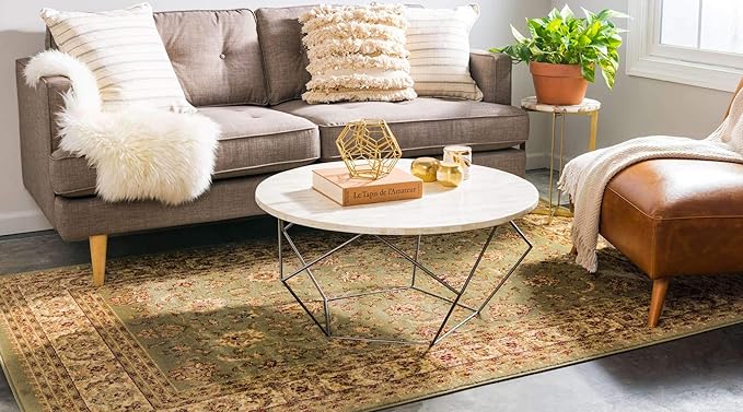 Unique Loom Voyage Collection Traditional Oriental Classic Intricate Design Area Rug (6' 0 x 9' 0 Rectangular, Green/Ivory)