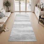 PADOOR Modern Abstract Runner Rug - 2x5 Washable Hallway Rugs, Ultra Soft Non-Slip Low Pile Floor Rugs for Hallway Entryway Kitchen Bedroom Bedside Laundry Room Grey