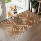 Area Rug 2x5 Rug Machine Washable Non-Slip Low Pile Print Pattern Western Rug for Living Room Bedroom Entryway Tribal Series-Yellowbrown/Cream
