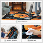 3x4 Poppy Rugs for Entryway - Retro Florals Art Kids Bedroom Rug, Rustic Flowers Art Mudroom Rug Soft for Coffee Shop Living Room Under Table Game Room