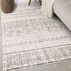 Rugshop Geometric Boho Area Rug – Gray Tribal Pattern, Perfect for Living Room, Bedroom, Dining Room, 4' x 6'