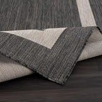 CAMILSON Outdoor Rug 6x9,Modern Outside Rugs for Patios Porches Waterproof Durable Washable Non-Shedding, Easy-to-Clean Indoor Outdoor Area Carpet (6 x 9, Bordered - Dark Gray/Light Gray)