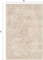 6x9 Area Rugs for Living Room, Machine Washable Rug, Non Slip Vintage Rugs, Low Pile Lightweight Print Rug for Bedroom, Dining Room, Home Office, Pink