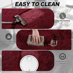Burgundy Plush Rug for Living Room Fuzzy Carpet for Bedroom Dorm, Non-Slip High Pile Rug, Shag Rug for Playroom Nursery Home Office Decor 8X10 Ft