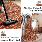 Wonnitar Moroccan Bathroom Rug,Washable 2x3 Small Bath Mat, Boho Tribal Soft Kitchen Sink Mat, Non-Slip Geometric Entry Way Rug, Low-Pile Indoor Carpet for Bedside Entrance Laundry (Brown,2'x3')
