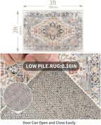 Enkor Area Soft Rugs 2x3 Washable Non Slip Boho Small Floor Entryway Rugs for Living Room Bedroom, Vintage Style Farmhouse Mat for Kitchen Orange & Black