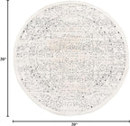 Unique Loom Isabella Collection Area Rug - Adjani (3' 3" Round, White/ Blue)