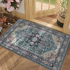 Enkor Area Soft Rugs 2x3 Washable Non Slip Boho Small Floor Entryway Rugs for Living Room Bedroom, Vintage Style Farmhouse Mat for Kitchen Purple & Green