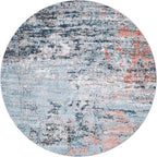 Rugs.com Leipzig Collection Round Rug – 7 Ft Round Multi Low-Pile Rug Perfect for Kitchens, Dining Rooms