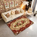 Elegant Red Floral Large Area Rug 5x7 Gold Geometric Living Room Rug | Bohemian Nordic Floral Rugs for Bedroom, Antique Decor Victorian Damask Carpet Indoor Floor Mat