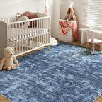 WITSHOCK 6x9 Area Rugs for Living Room: Machine Washable Non Slip Modern Abstract Carpet - Low Pile Print Rug for Bedroom Dining Room - Stain Resistant for Household - Pet Owners (Blue White)