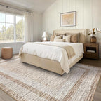 GarveeHome 6x9 Large Washable Area Rug Modern Bordered Rug Distressed Geometric Floor Carpet, Soft Non Slip Low Pile Non Shedding Rug, Indoor Brown for Bedroom, Living Room