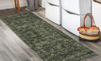 Morebes 2x6 Vintage Washable Dark Green Kitchen Runner Rug Non Slip, Boho Runners for Hallways, Non Shedding Soft Indoor Floor Throw Carpet for Laundry Living Room Bathroom Bedroom