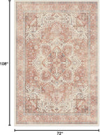RUGGABLE Washable Area Rug – Kamran Rose Pink 6x9, Stain-Resistant, Non-Slip – Medium Machine Washable Rugs for Living Room, Bedroom, Hallway, Entryway & Office–with Standard Pad