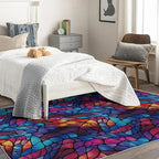 Abstract Rug, 6x9 Rug, Stained Glass Rugs for Living Room Bedroom, Modern Large Area Rug, Washable Rug Non Slip Soft Indoor Carpet, Kids and Pets Friendly, Abstract Home & Room Decor