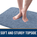 OLANLY Dog Door Mat for Muddy Paws 40x24, Absorbs Moisture and Dirt, Absorbent Non-Slip Washable Doormat, Quick Dry Chenille Mud Mat for Dogs, Entry Indoor Entryway Carpet for Inside Floor, Airy Blue