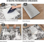 Modern Abstract Small Area Rug Indoor 3x5 Washable Rug Non-Slip Soft Black Grey Entryway Rug Kitchen Mats Thin Print Faux Wool Floor Carpet Throw Rugs for Entrance Bedroom Home Decor