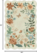 Lahome Floral Small Rug, 2X3 Kitchen Rugs Non Slip Washable Rug Ultra-Thin, Soft Front Door Mat Indoor Entrance Stain Resistant Boho Low-Pile Entry Carpet for Bathroom Bedroom(2x3ft,Beige)