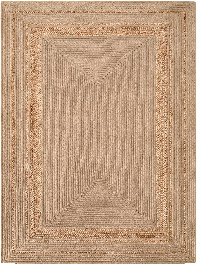 DEXI Jute Rug Natural Fiber 5x8, Braided Woven Area Rugs No Shed, Soft Neutral Rustic Carpet Mat for Indoor Entryway Outdoor Patio Dining Living Room Bedroom Farmhouse, Beige/Natural