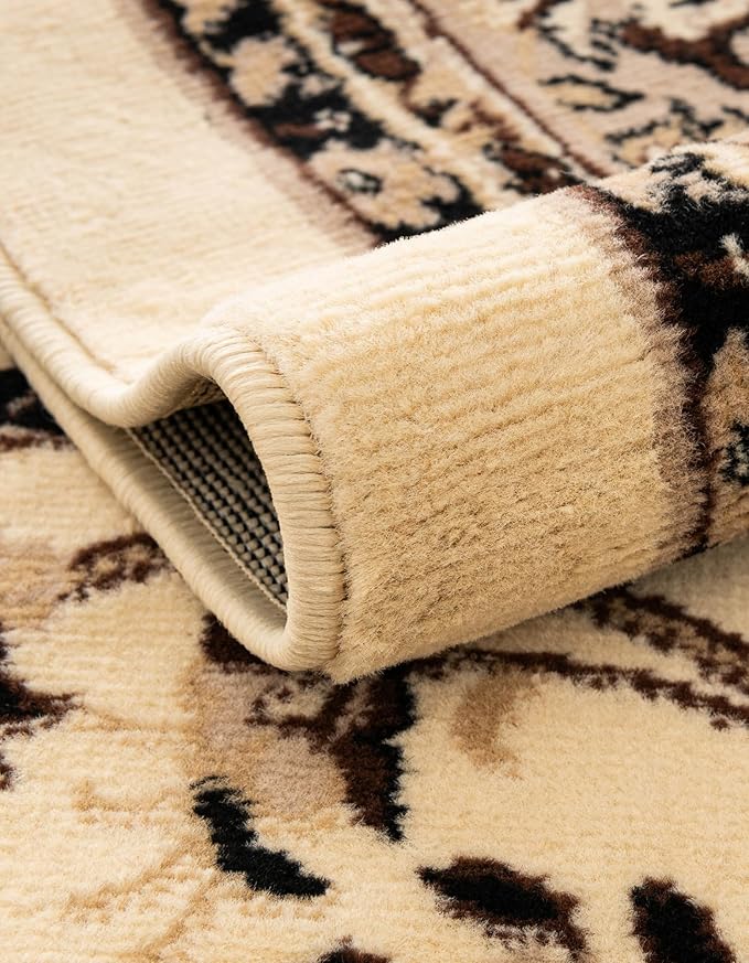 Unique Loom Sialk Hill Collection Area Rug - Washington (8' Square Ivory/Black)