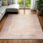 Area Rug - 9x12 Large Dining Room Rug Soft Living Room Mat, Vintage Washable Indoor Floor Throw Carpet for Bedroom, Playroom, Home Office (Cinnamon)
