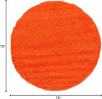 Unique Loom Solid Shag Collection Area Rug (6' 1" Round, Tiger Orange)