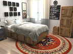 Unique Loom Taftan Collection Border Geometric Tribal Inspired Design Area Rug (8' 0 x 8' 0 Round, Terracotta/ Ivory)