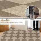 Easy Jute Checkered Runner Rug, 2.6x8 Brown Modern Washable Rugs Runner for Hallway Non-Slip Kitchen Runner Rug, Geometric Diamond Indoor Outdoor Carpet for Porch Laundry Entryway