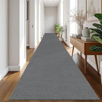 IOHOUZE Washable Exrea Long Hallway Runner Rug 3x20 Non Slip Rubber Backed Kitchen Runner Entryway Runner Indoor, Woven Rugs Floor Carpet for Kitchen Hall Entryway Stair, Dark Grey