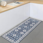 VK VK·LIVING Machine Washable Rug 2'x6' Vintage Design Washable Runner Area Rugs with Non Slip Rugs for Living Room Bedroom Traditional Woven Carpet Stain Resistant Dining Office Boho Rug, (Navy)