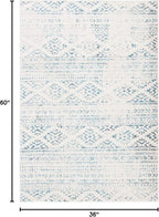 SAFAVIEH Area Rug 3x5 - Tulum Collection - Ivory & Turquoise, Moroccan Boho Tribal Design, Non-Shedding & Easy to Clean, Ideal for Entryway, Foyer, Accent Space, Bedroom (TUL272E)