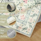 Morebes Boho 8x10 Area Rugs for Living Room, Large Beige Floral Rug for Bedroom Girls Nursery Non Slip, Soft Distressed Indoor Carpet for Dining Room Home Office, Cream